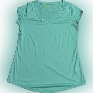 Xersion Light Green V-Neck Short Sleeve Tee